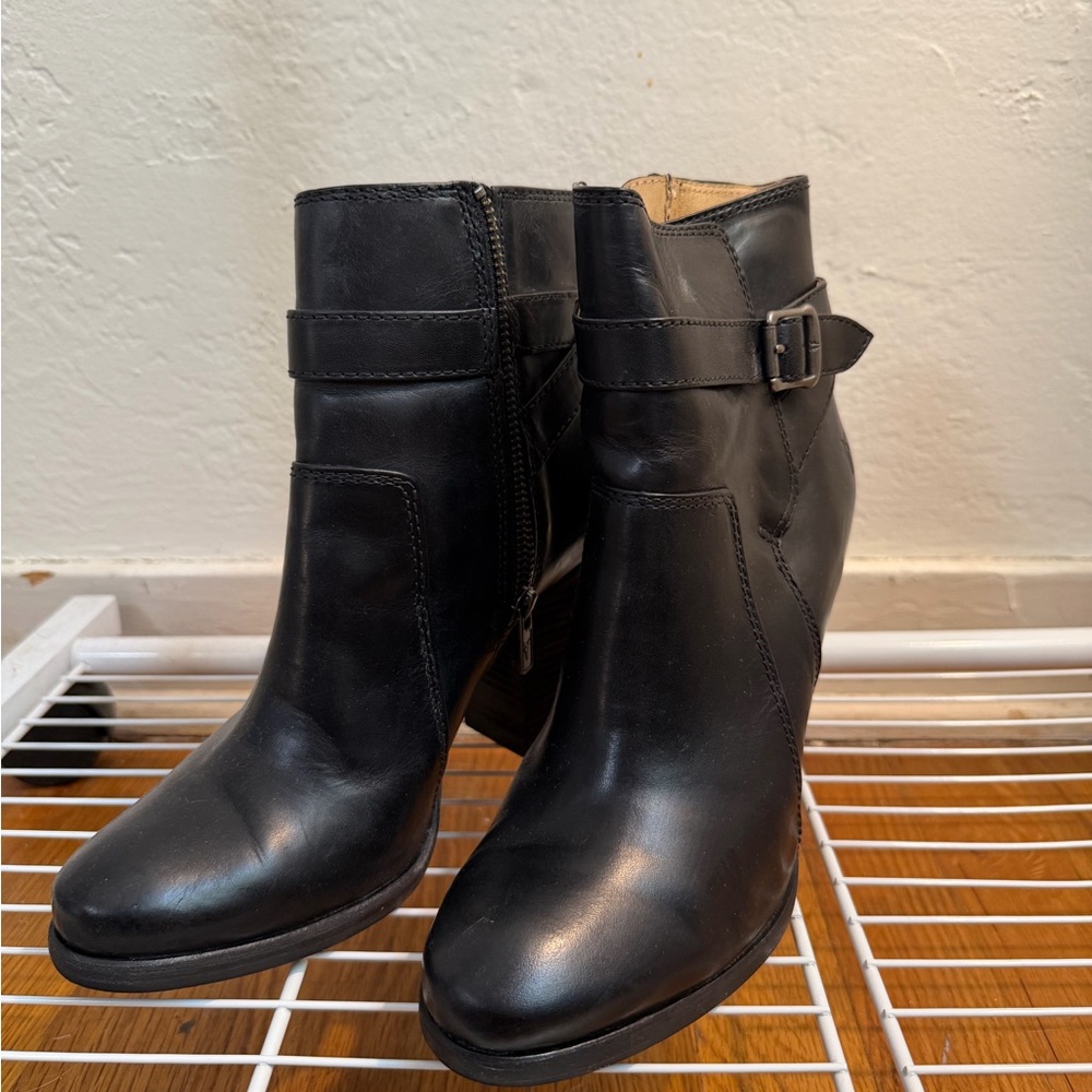 Frye Black Leather Ankle Boots